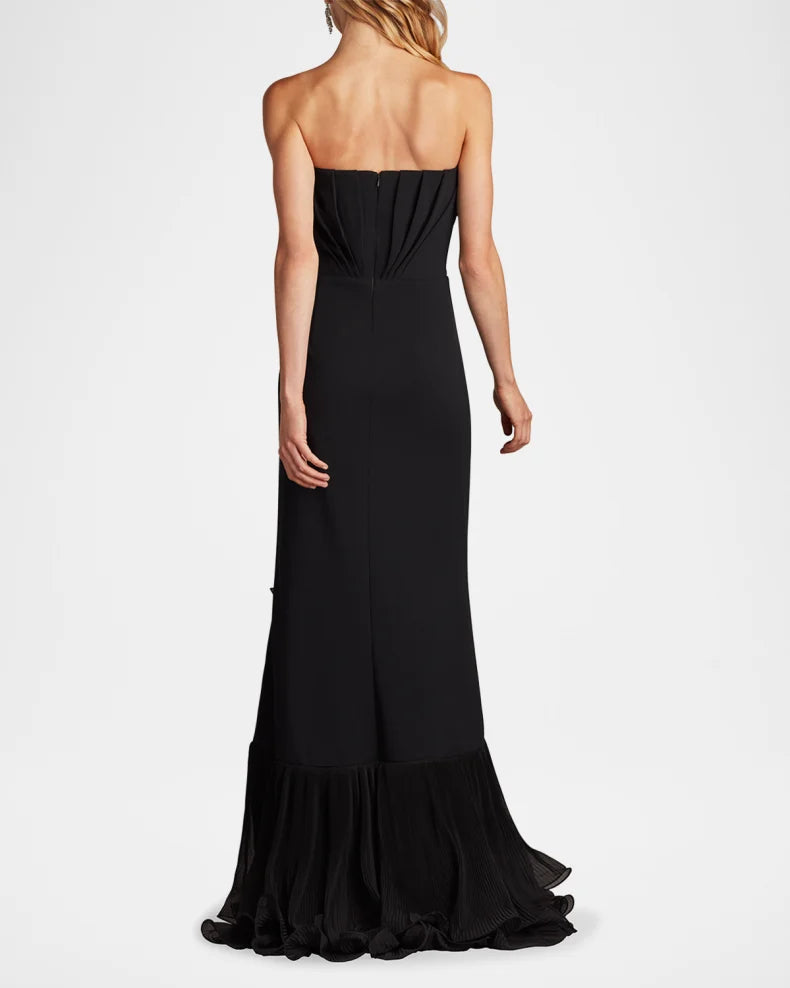 Simple beautiful generous and full of charm Pleated Strapless Ruffle Gown