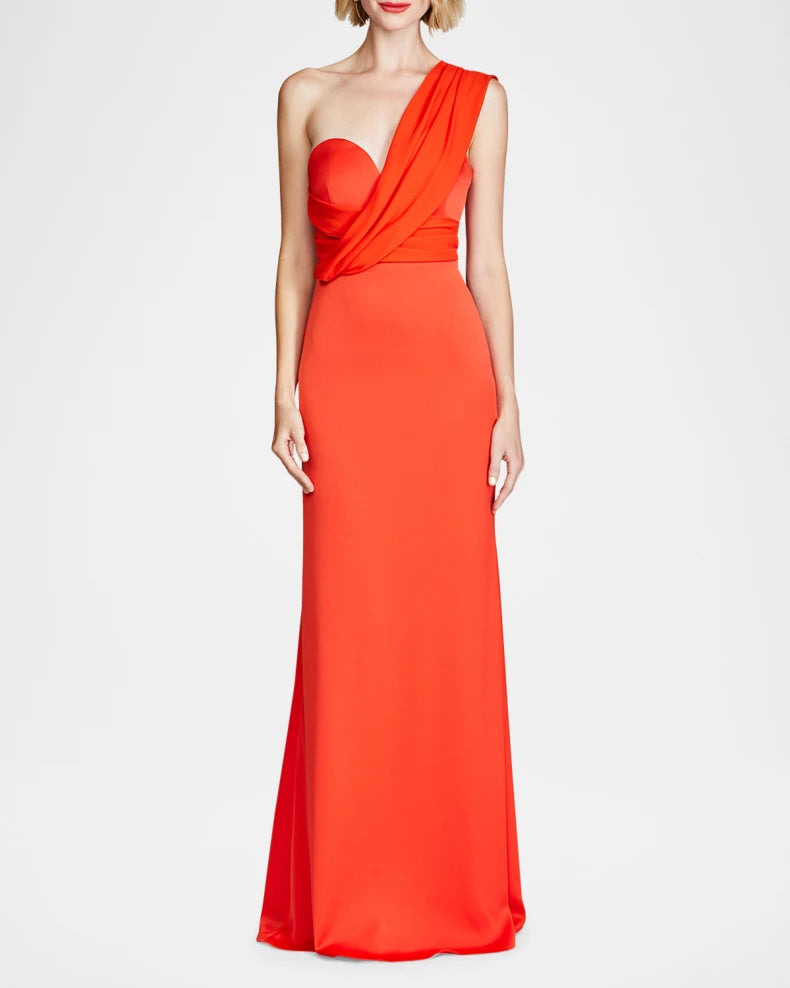Charming and unique design Beautiful generous simple Roselle Draped Crepe Gown