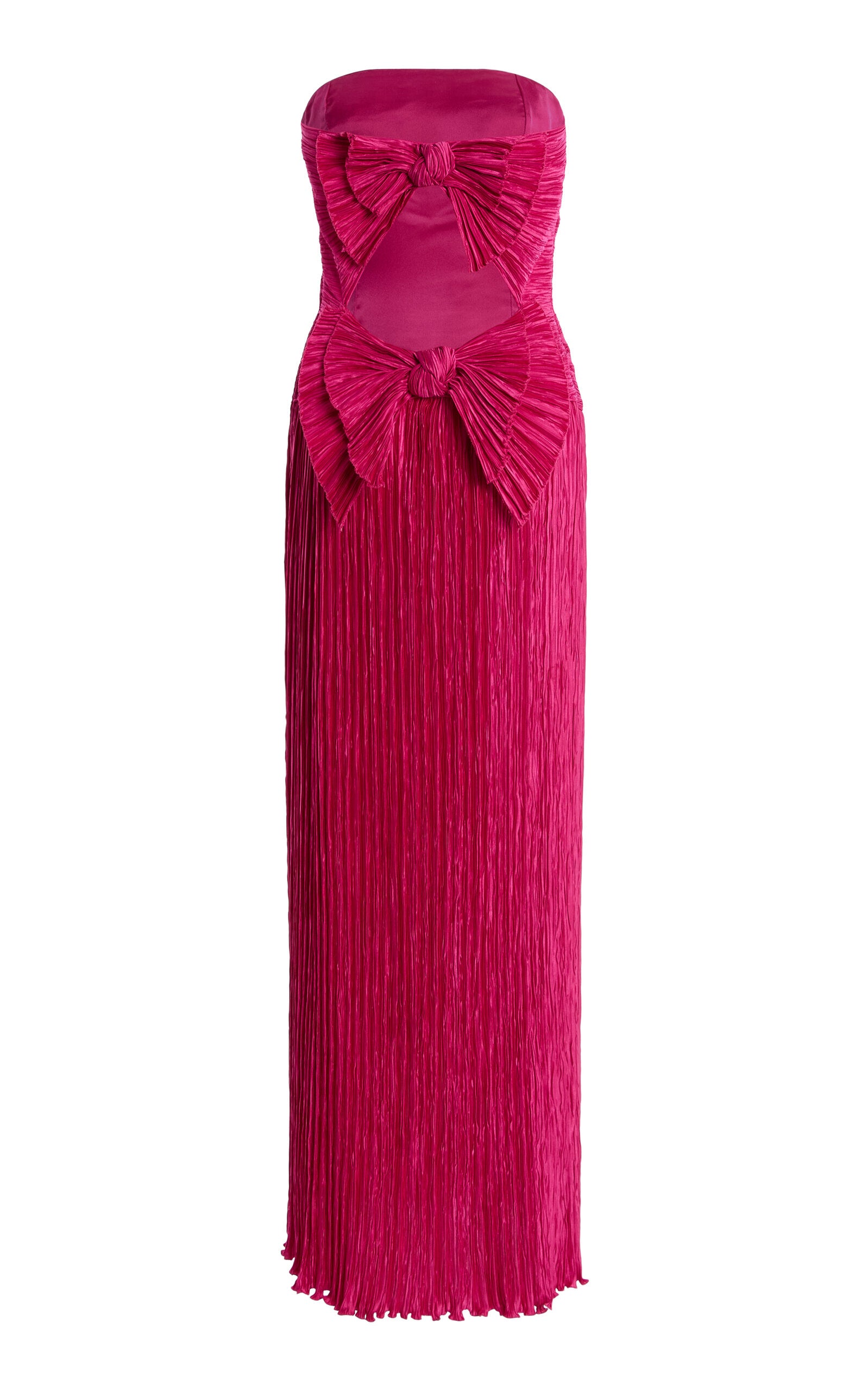 Mary Mcfadden 80s Strapless Plisse Silk-Blend Gown