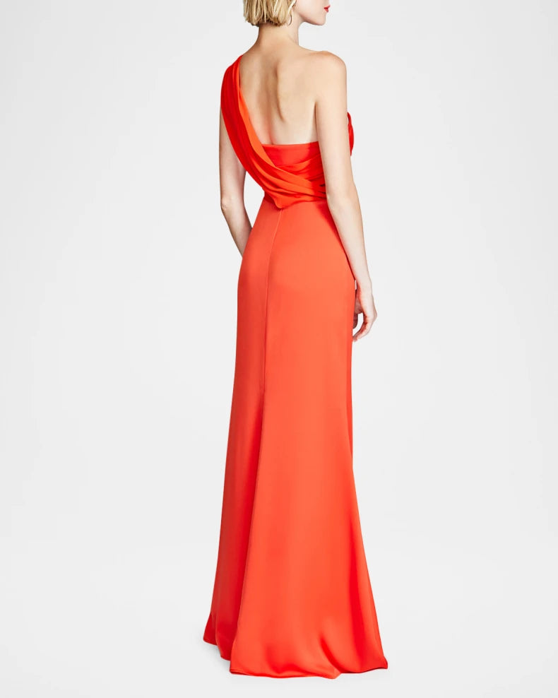 Charming and unique design Beautiful generous simple Roselle Draped Crepe Gown