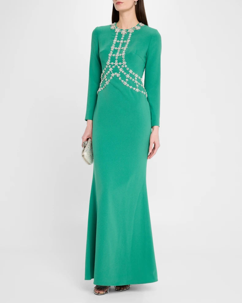 Jordyn Crystal Long-Sleeve Trumpet Gown Charming and unique design Beautiful generous simple