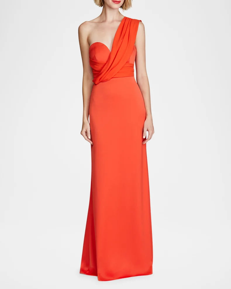 Charming and unique design Beautiful generous simple Roselle Draped Crepe Gown