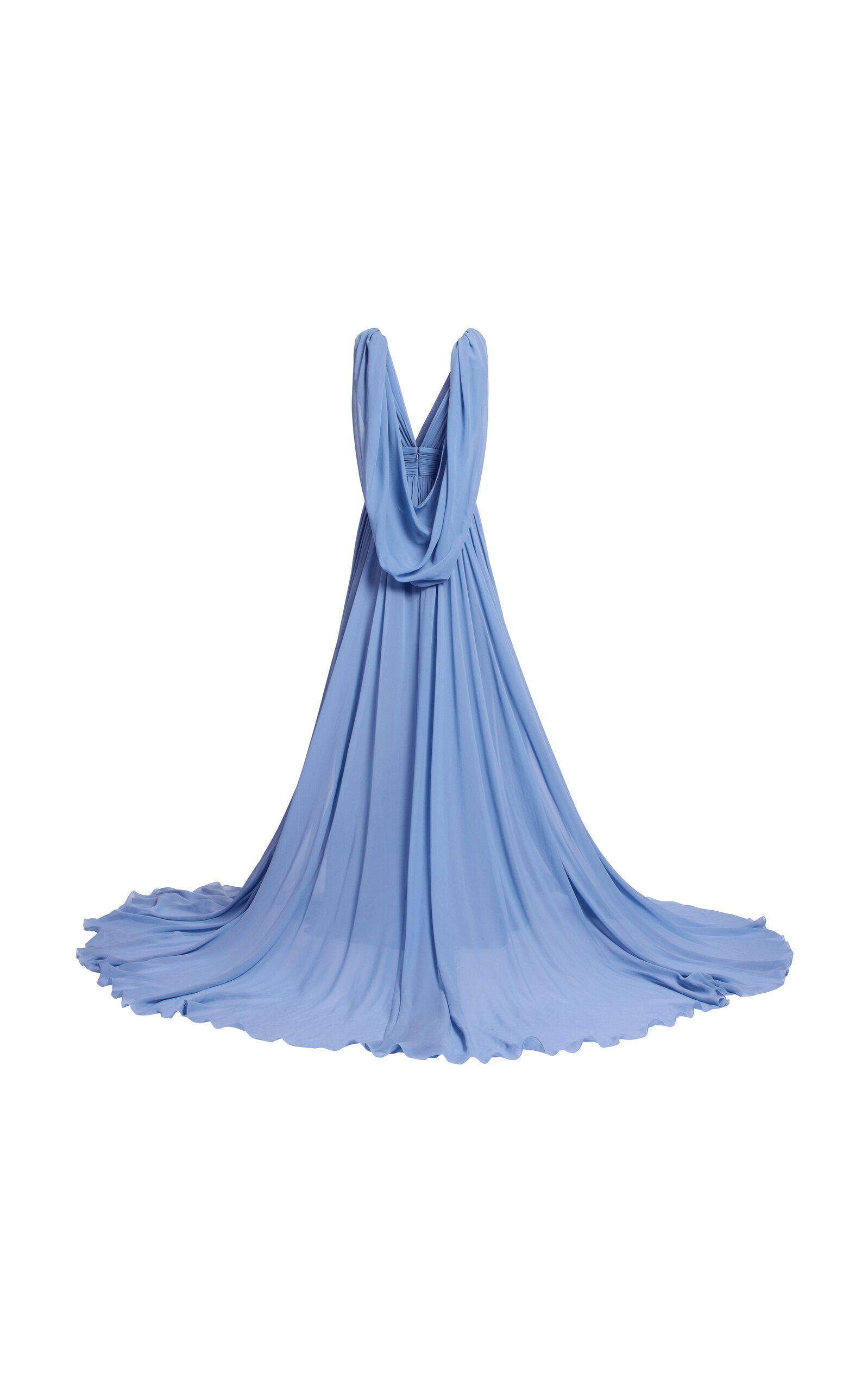 Ladies' Spring And Summer Vacation Cape-Detailed Silk Georgette Gown