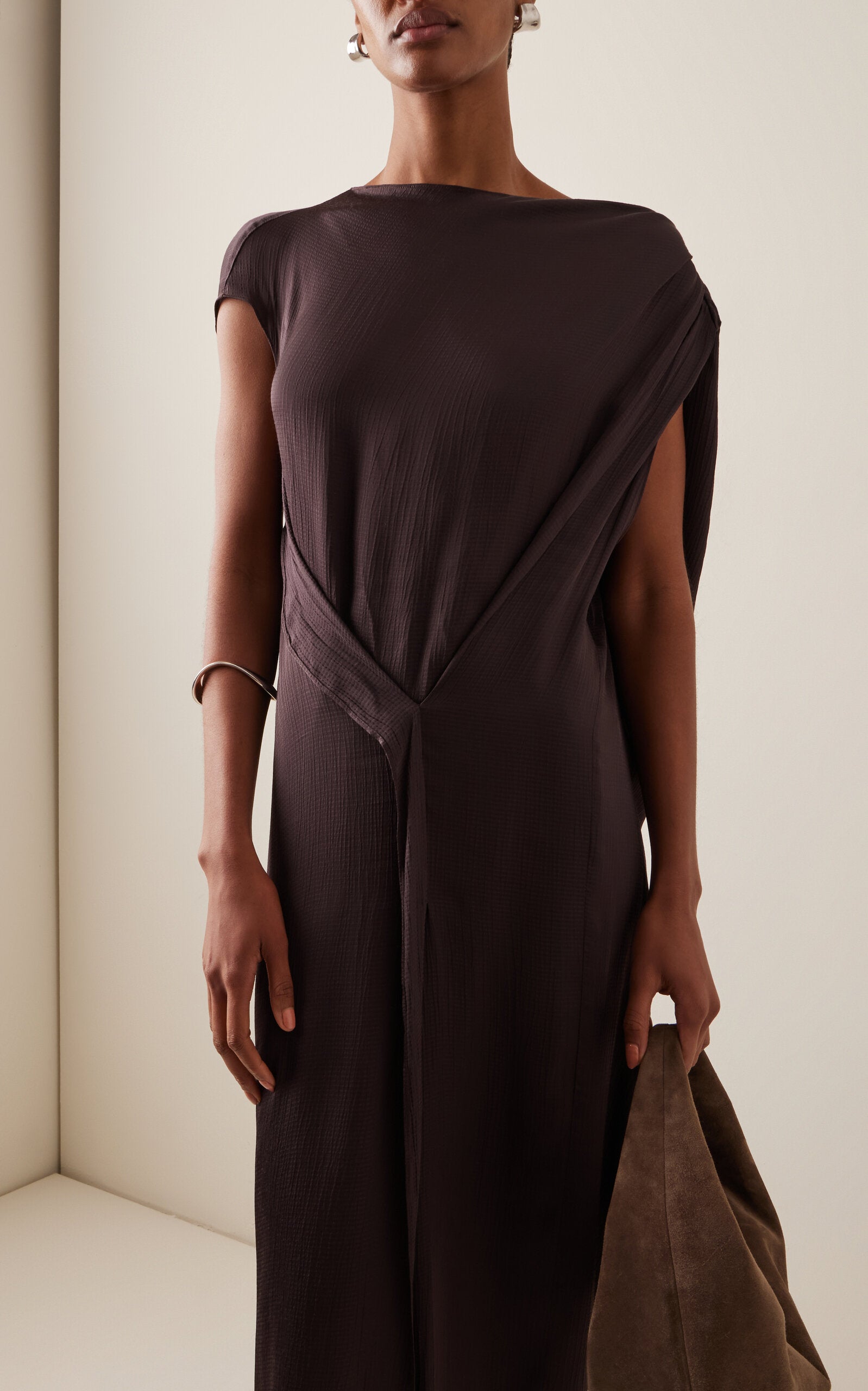 Ardea Draped Rayon-Jersey Maxi Dress Simple gentle beautiful and grand