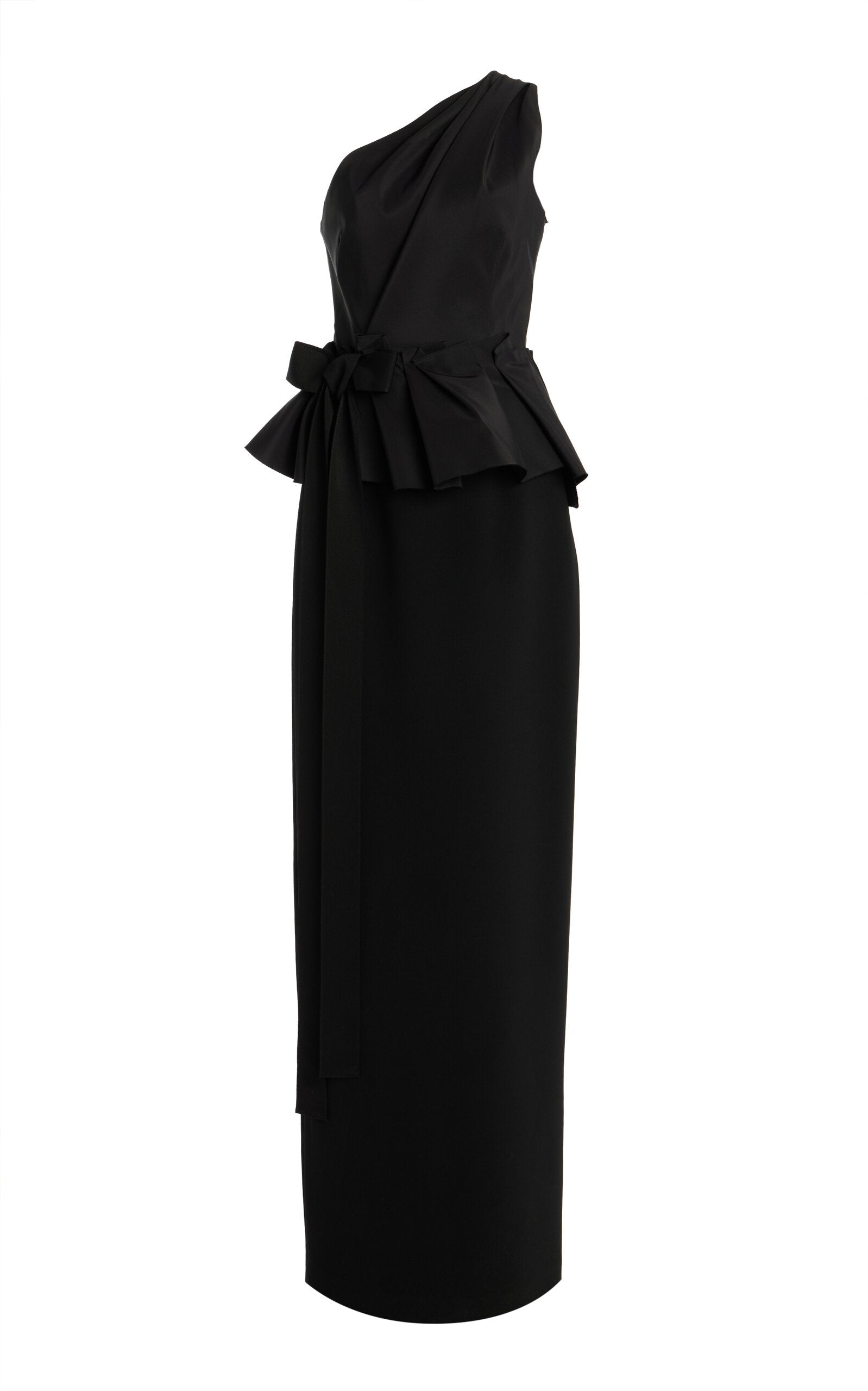 Bow-Detailed Stretch-Crepe Peplum Gown