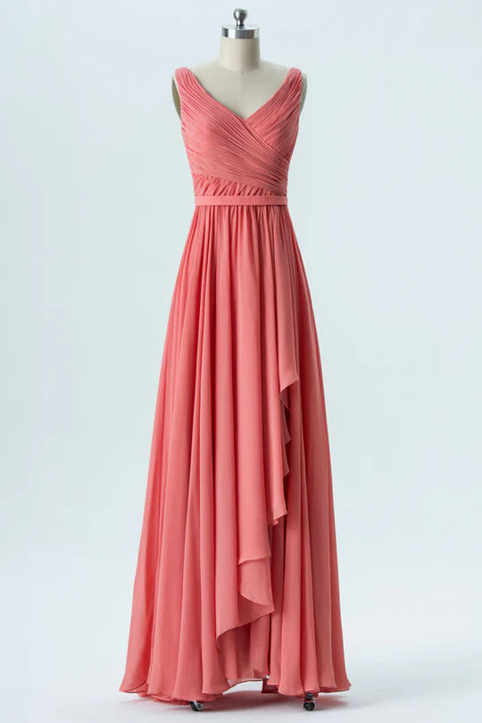 Chiffon Sleeveless Ruffled Bridesmaid Dress