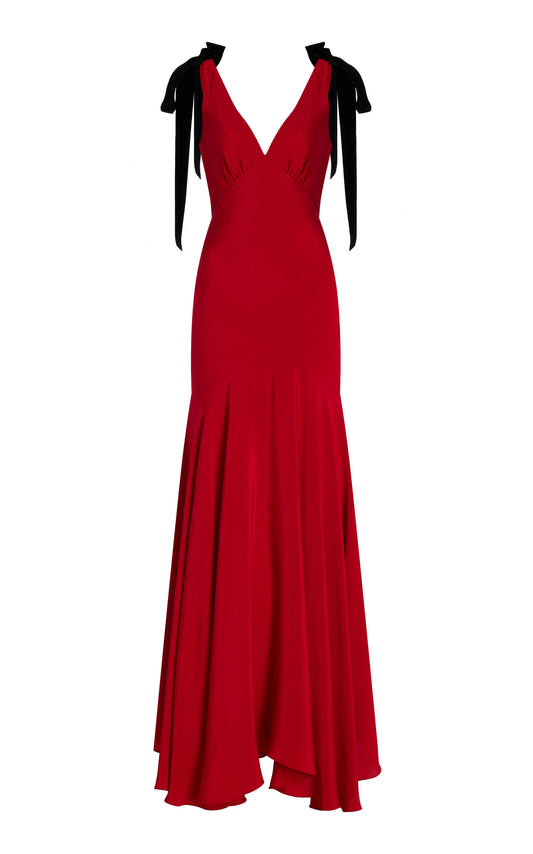 Party Dresses Exclusive Bow-Detailed Silk Crepe Maxi Dress Gentle beautiful and grand