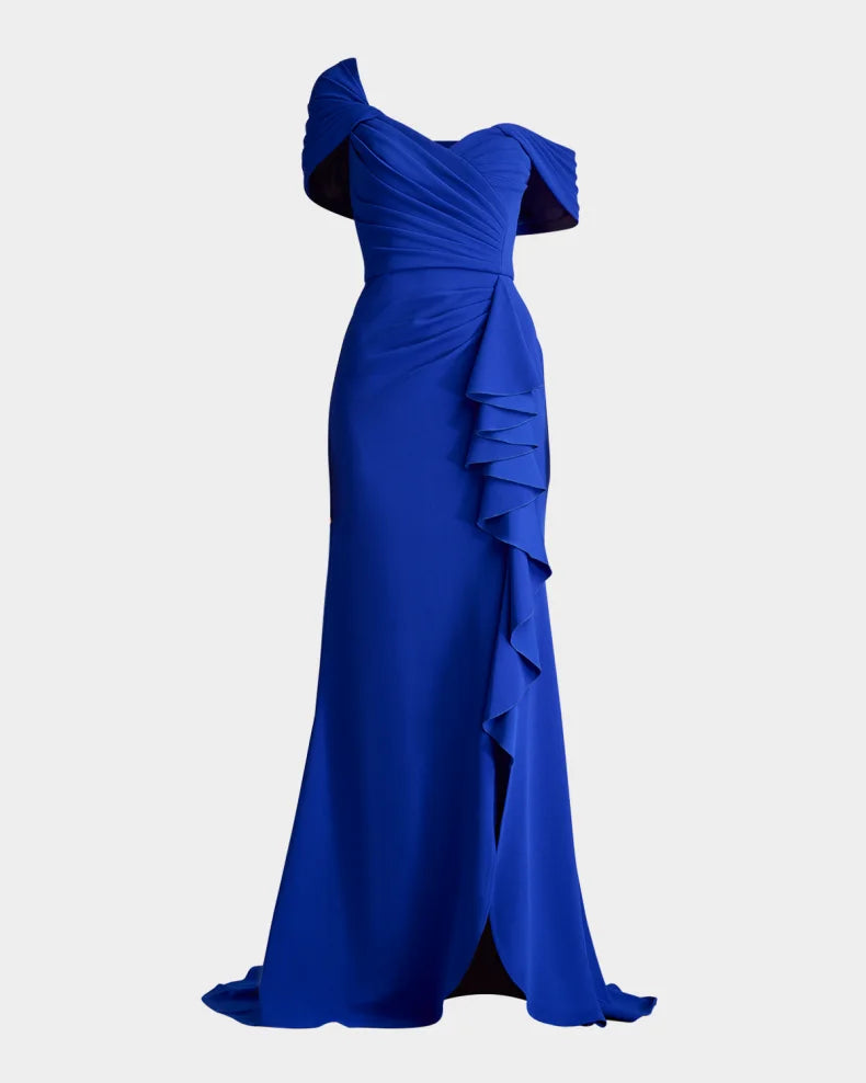 Charming and unique design Beautiful generous simple Off-Shoulder Pleated Ruffle Gown