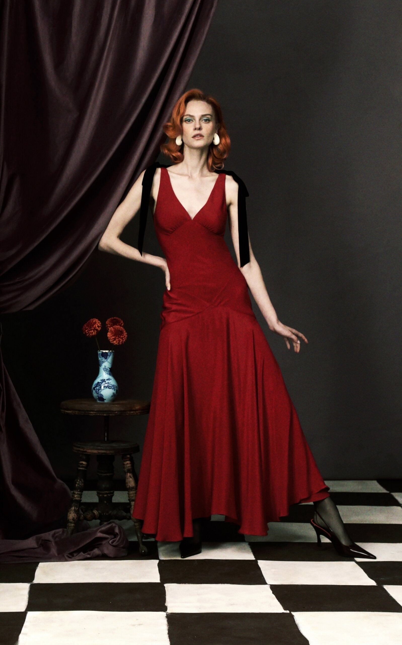 Party Dresses Exclusive Bow-Detailed Silk Crepe Maxi Dress Gentle beautiful and grand