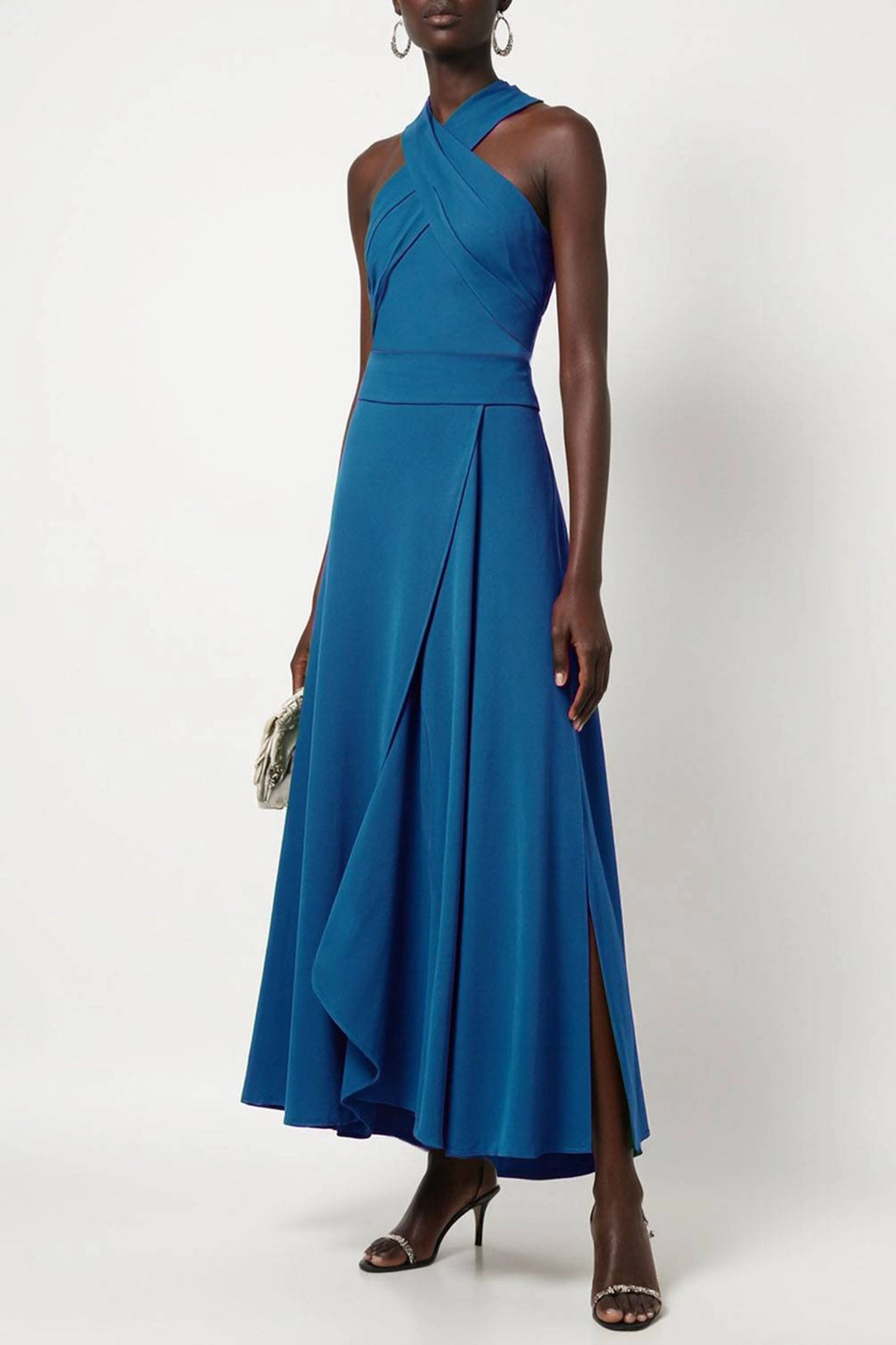 Simple beautiful generous and full of charm Prom Dress Wedding Guest Evening Cross Halter Neck Slit Long Dress