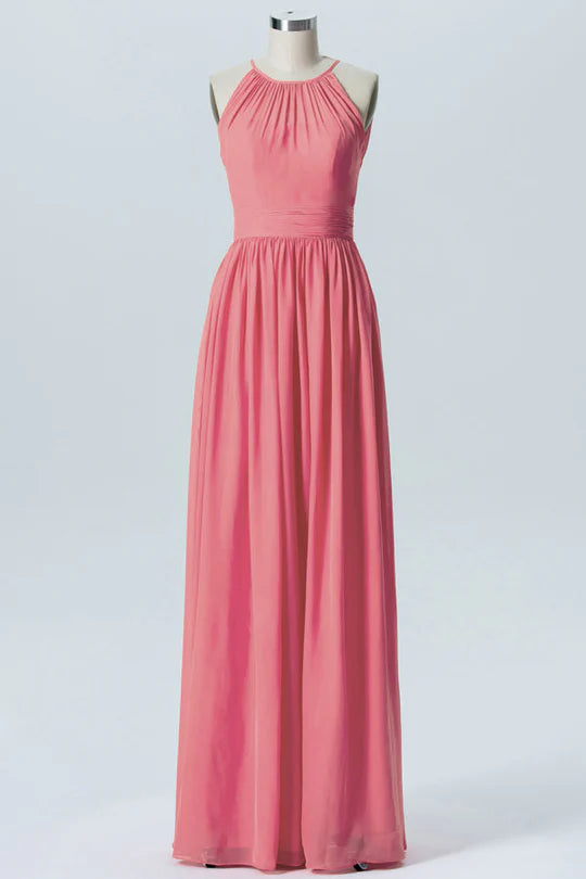 Chiffon Halter Sleeveless Bridesmaid Dress Gentle beautiful and generous