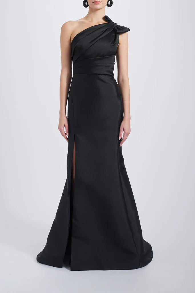 Draped Bodice Gown Fluid Satin Draped Neck Dress Simple atmospheric beautiful and unique design