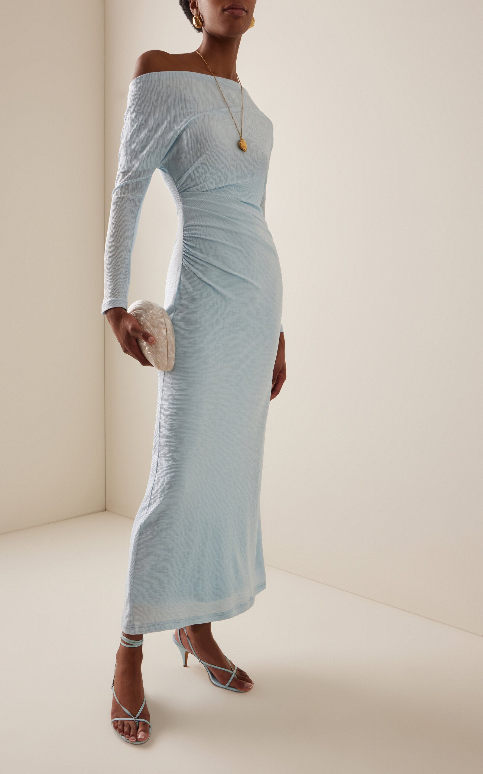 Ladies' Spring And Summer Vacation Cape-Detailed Lex Draped Jersey Maxi Dress