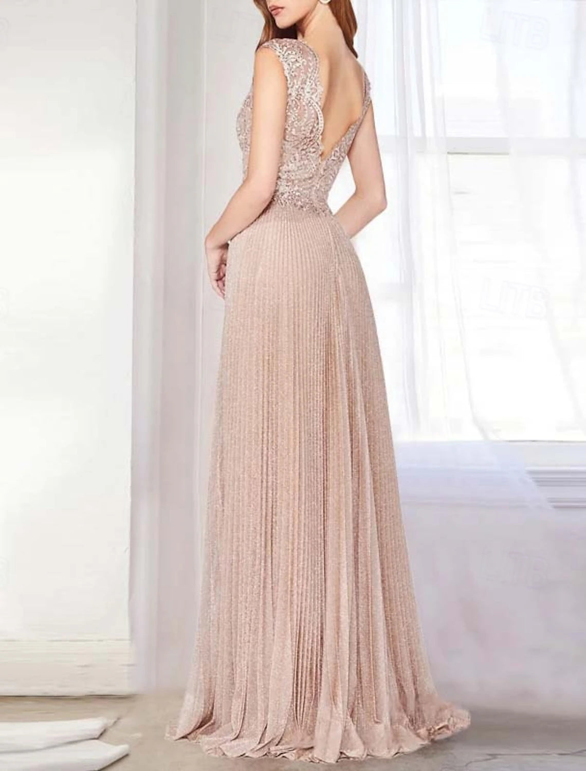Mother of the Bride Dress Elegant Simple Minimalist V Neck Floor Length Lace Tulle Sleeveless with Appliques