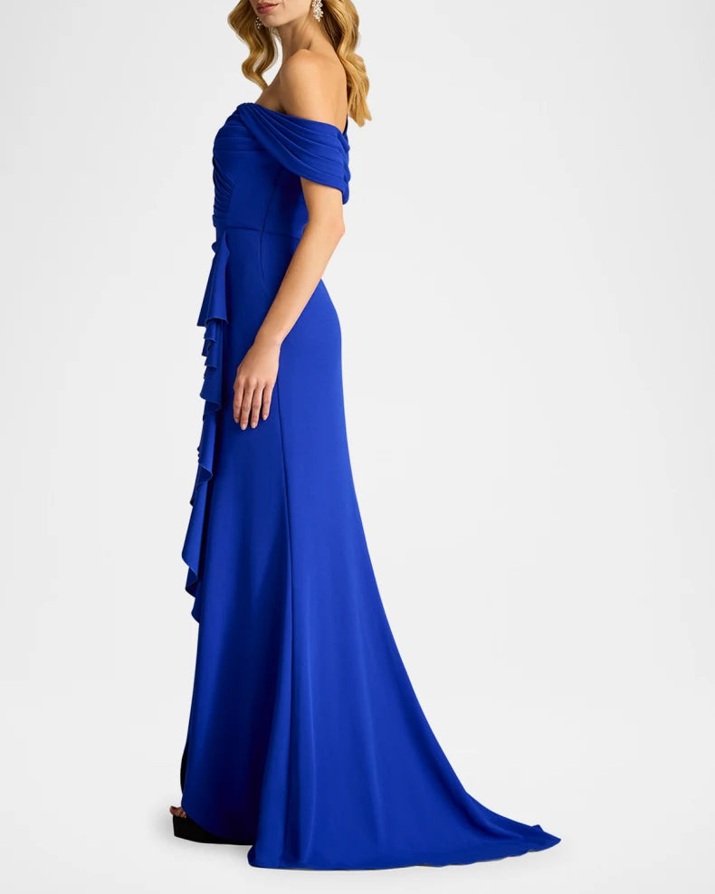 Charming and unique design Beautiful generous simple Off-Shoulder Pleated Ruffle Gown