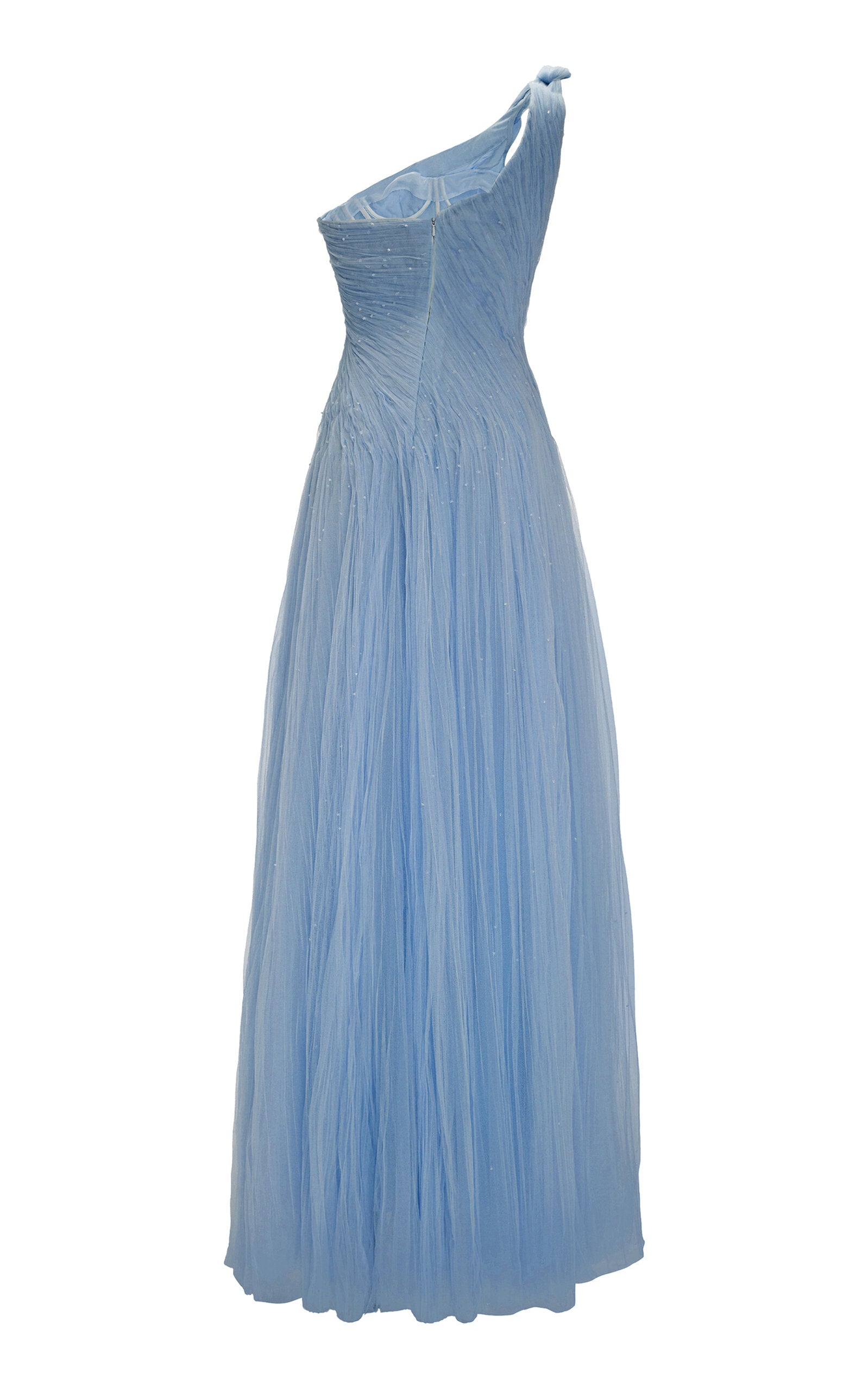 Single-Shoulder Silk Tulle Gown Gentle beautiful and grand