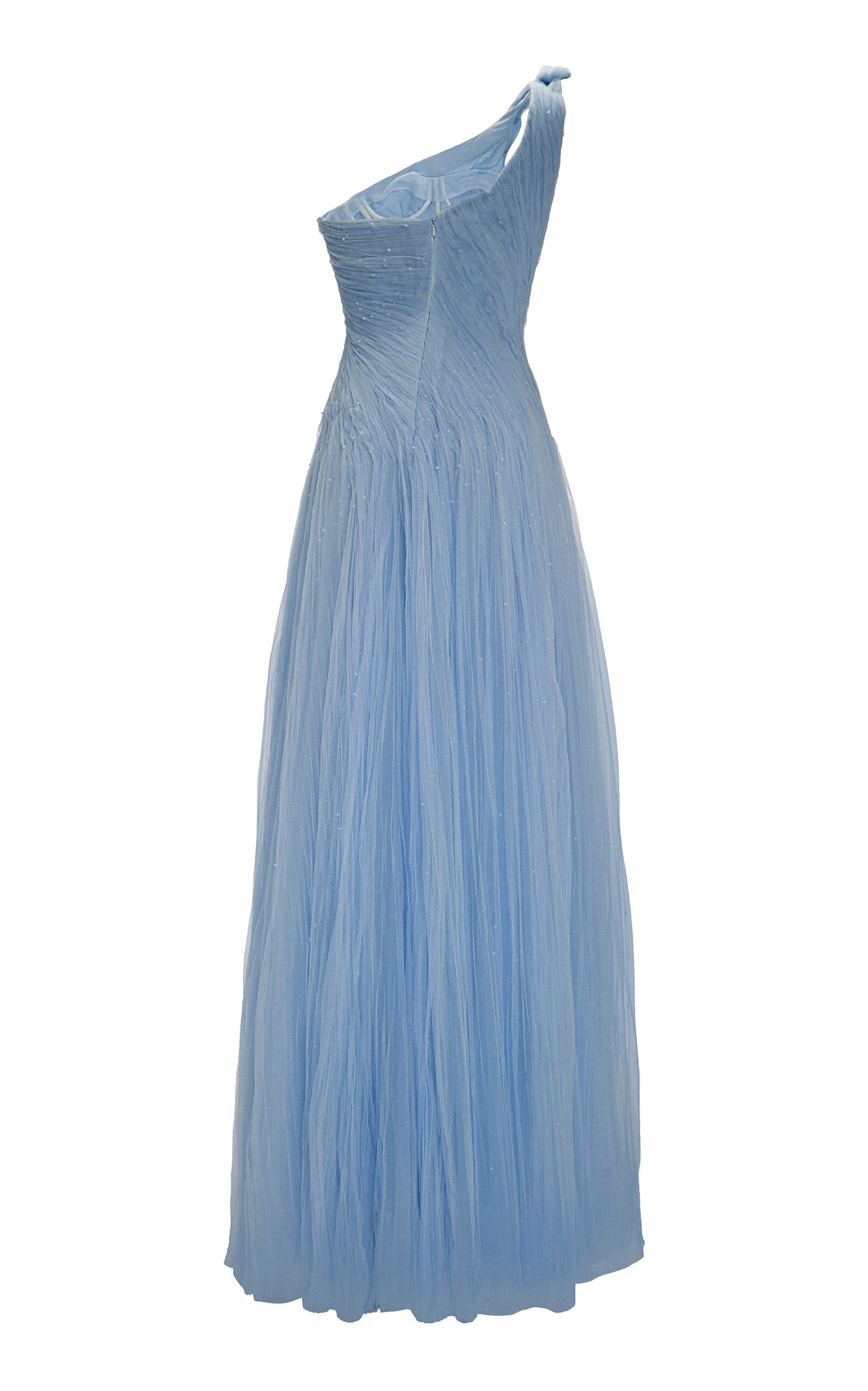 Single-Shoulder Silk Tulle Gown Gentle beautiful and grand