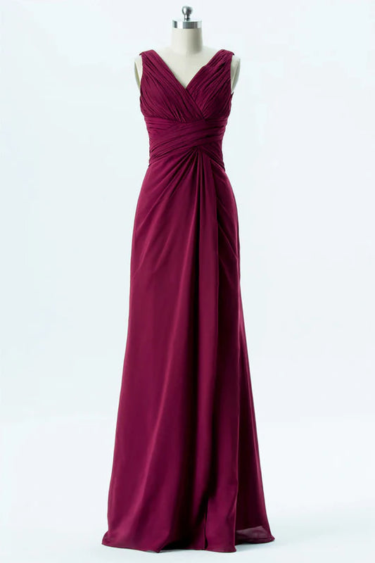Backless Banded Waist Bridesmaid Dress