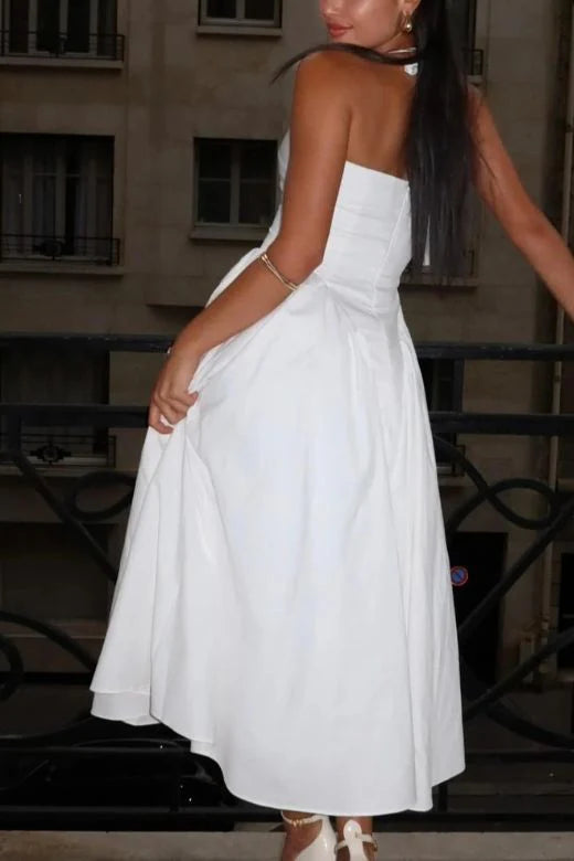 A Line White Halter Party Dresses Evening Dress For Women