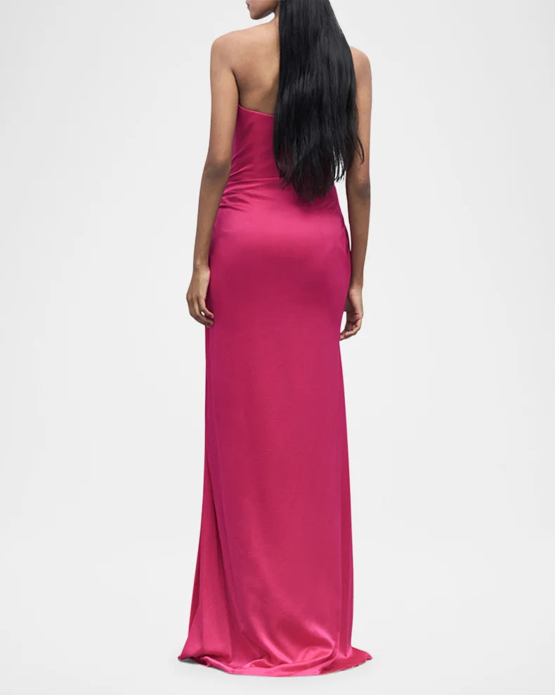 French Fuschia Strapless Sculpted Slit Gown Charming and unique design Beautiful generous simple