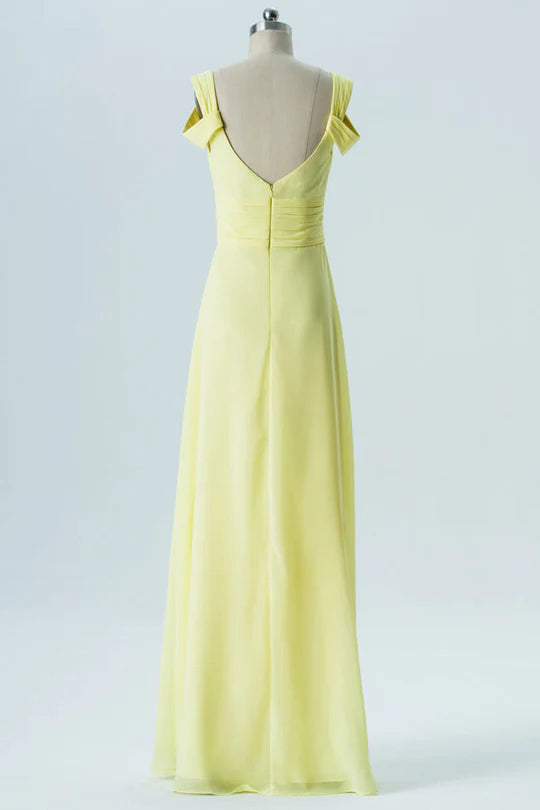 Chiffon Double Straps Backless Bridesmaid Dress Simple gentle grand and beautiful