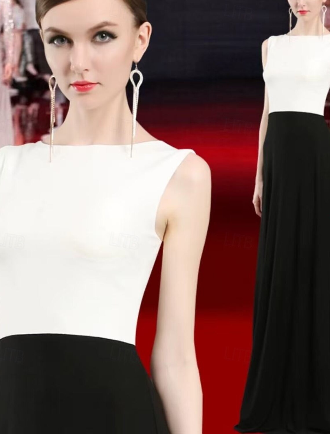 Mermaid / Trumpet Wedding Guest Dresses Elegant Dress Evening Party Black Tie Gala Floor Length Sleeveless Crew Neck Wednesday Addams Family Cotton Blend with Overskirt