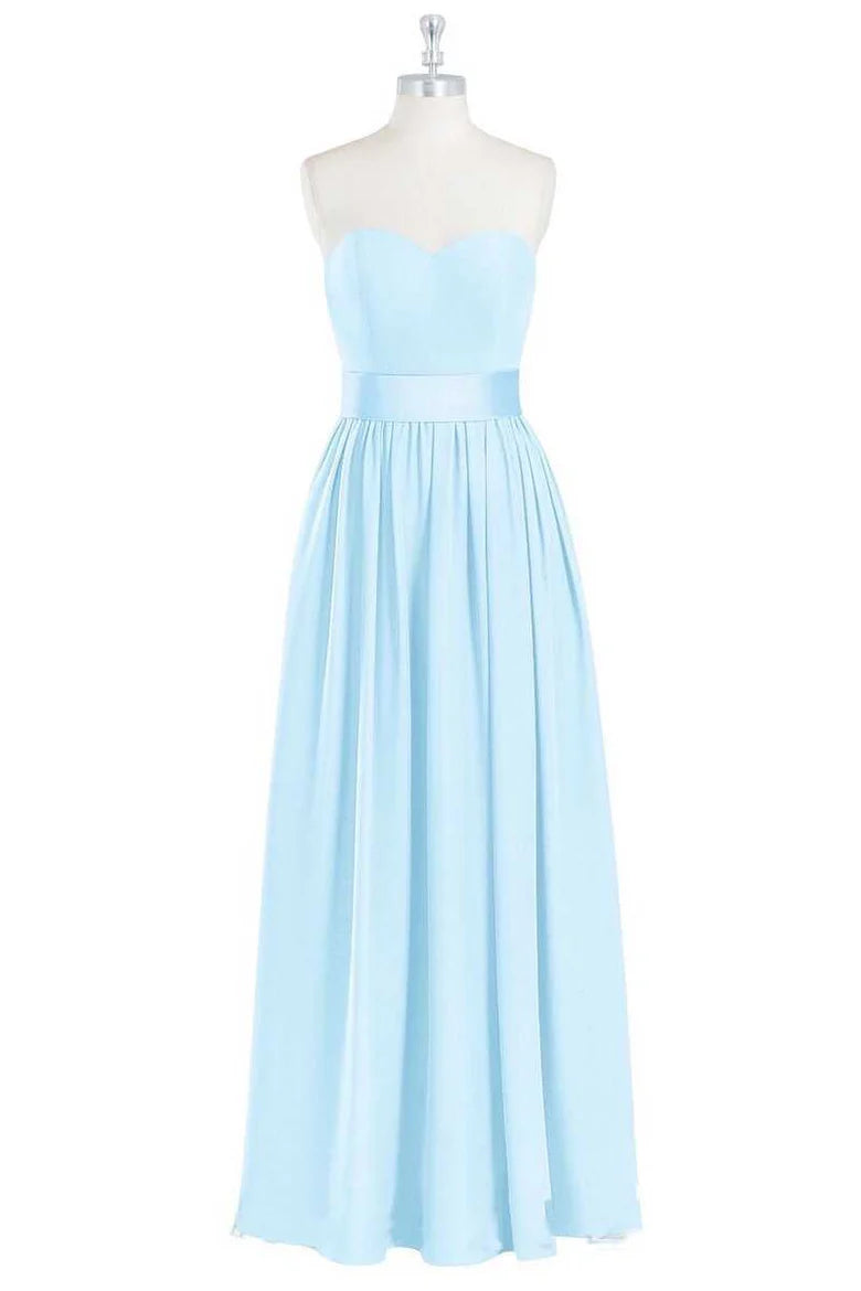 Sweetheart Banded Waist A-Line Long Bridesmaid Dress