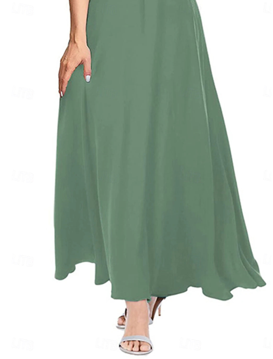 Dress Mother of the Bride Dress Elegant Simple Crew Neck Ankle Length Polyester Short Sleeve with Lace Solid Color