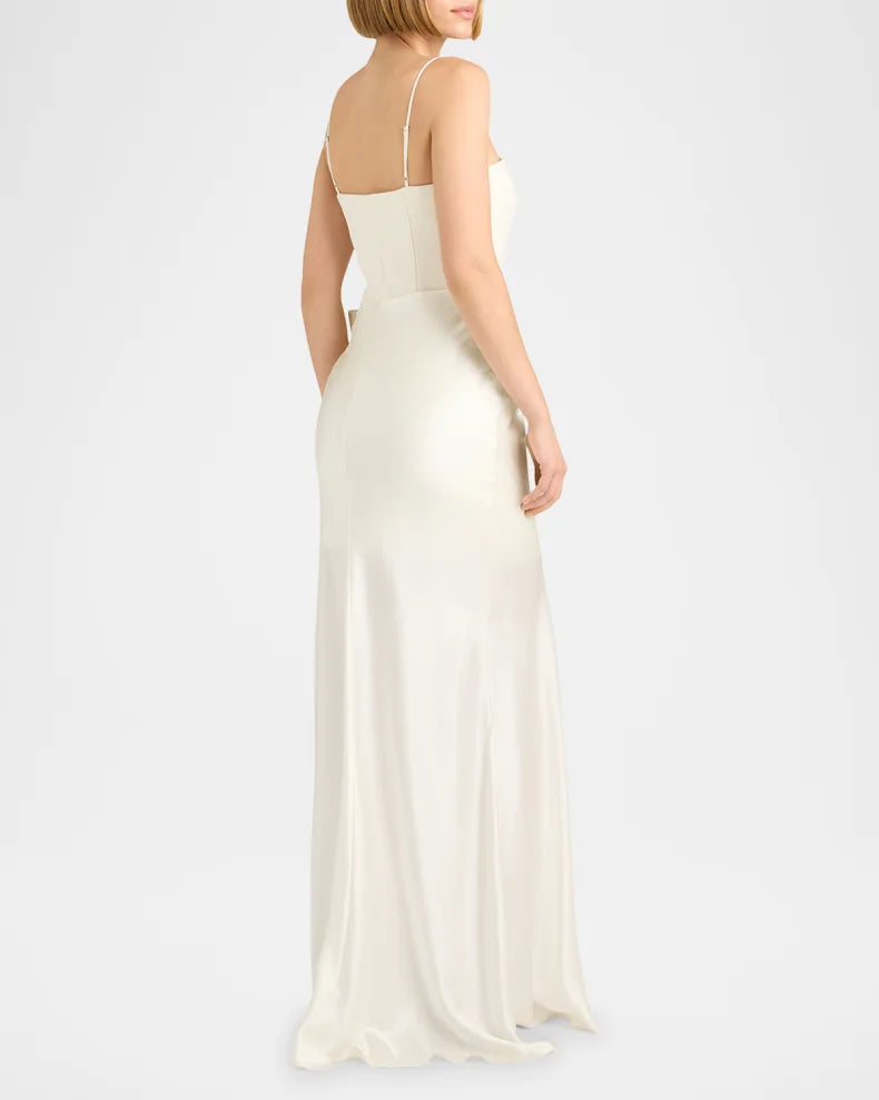 Drina Sleeveless Satin Wrap Gown Charming and unique design Beautiful generous simple