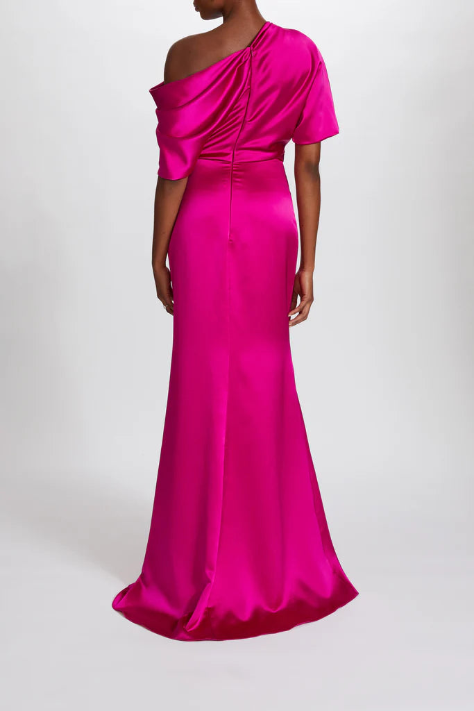 Fluid Satin Off-the-Shoulder Gown Simple atmospheric beautiful and unique design