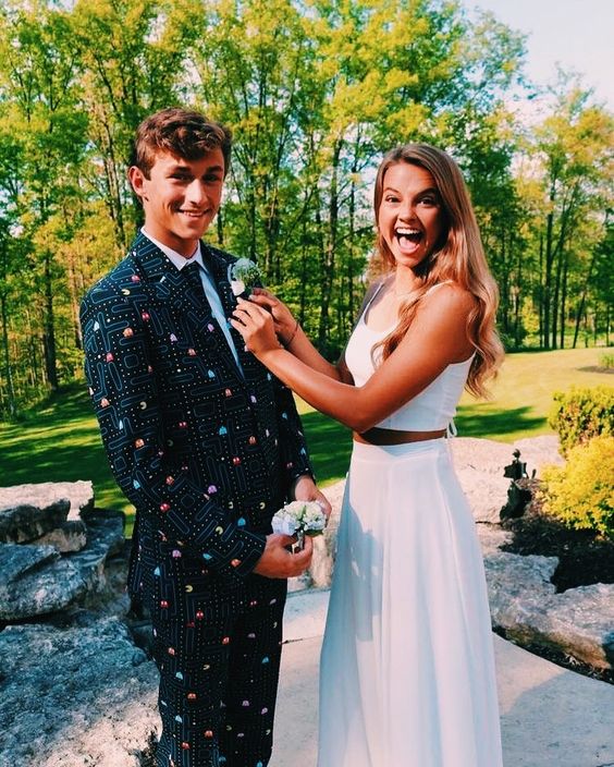 Elegant White Two Piece Prom Dress Formal Evening Dress