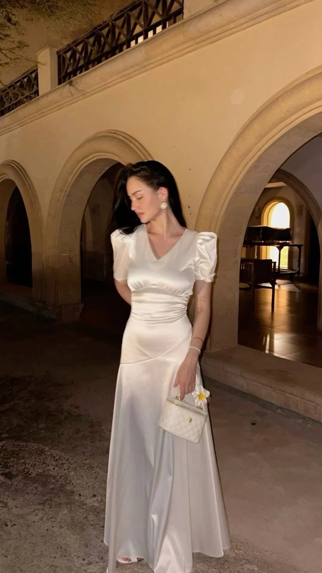 White Long Prom Dress Elegant Evening Party Dress