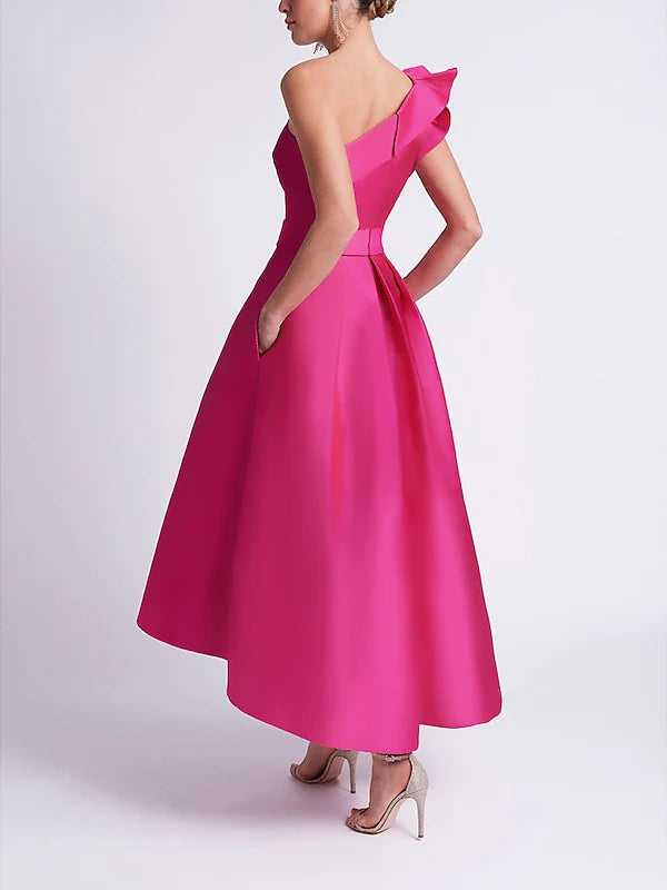 Princess One Shoulder Sleeveless Cocktail Dresses with Pocket Simple gentle beautiful and unique design