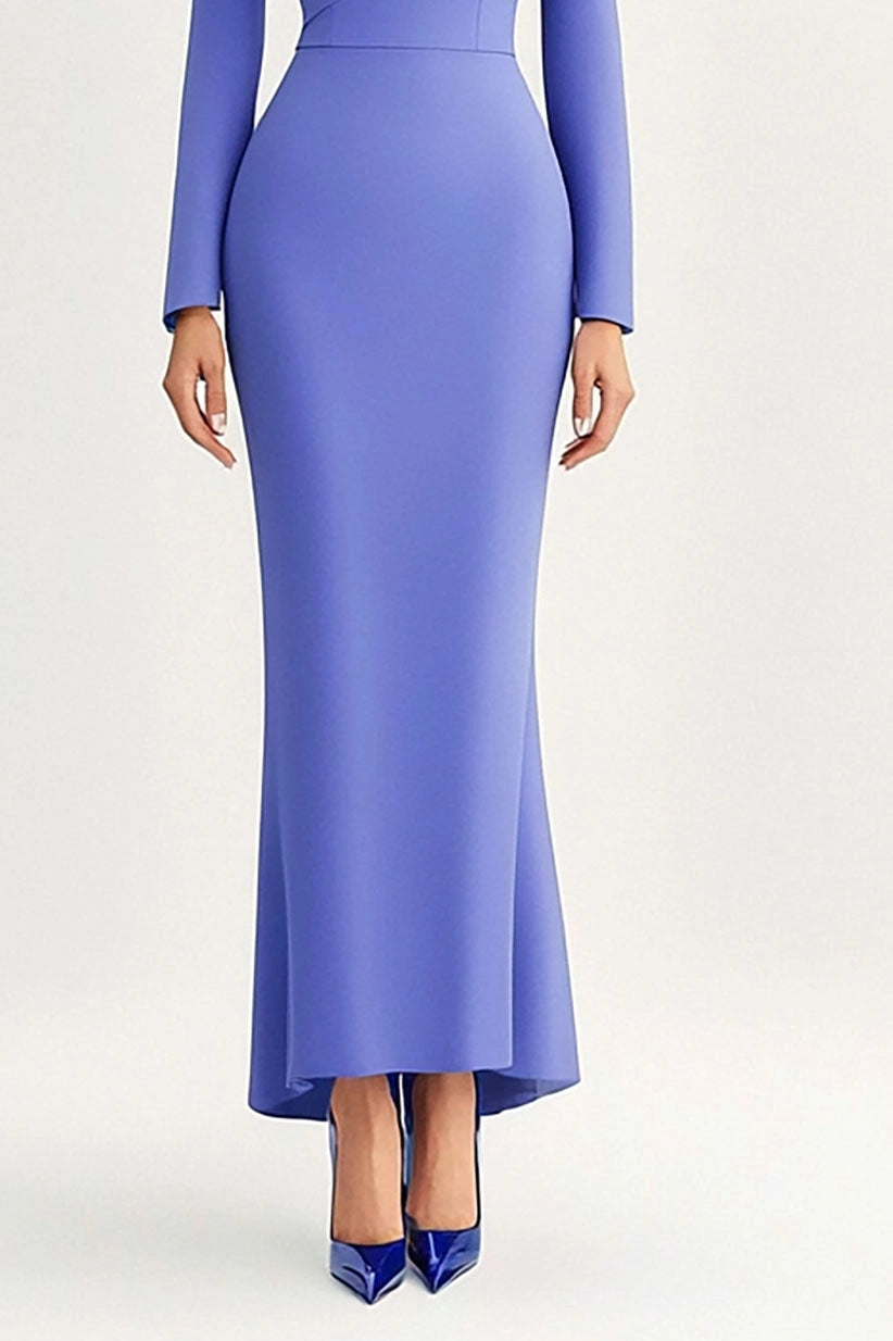 Elegant Purple Dress Long Sleeve Layered Slim Maxi Dress Mother of the Bride Dress