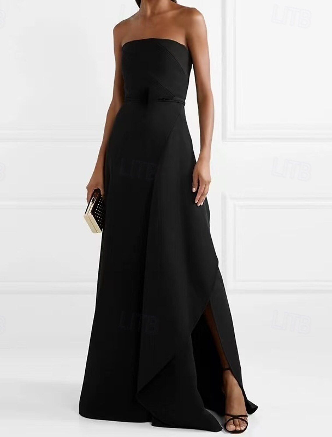 A-Line Evening Gown Elegant Dress Evening Party Black Tie Gala Floor Length Sleeveless Sweetheart Wednesday Addams Family Cotton Blend Backless with Ruffles