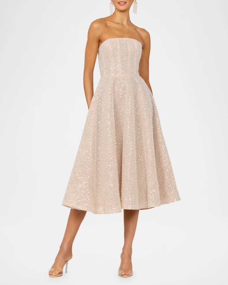 Vivi Strapless Beaded Midi Dress Charming and unique design Beautiful generous simple