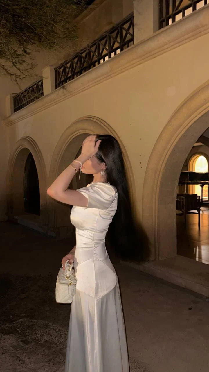 White Long Prom Dress Elegant Evening Party Dress