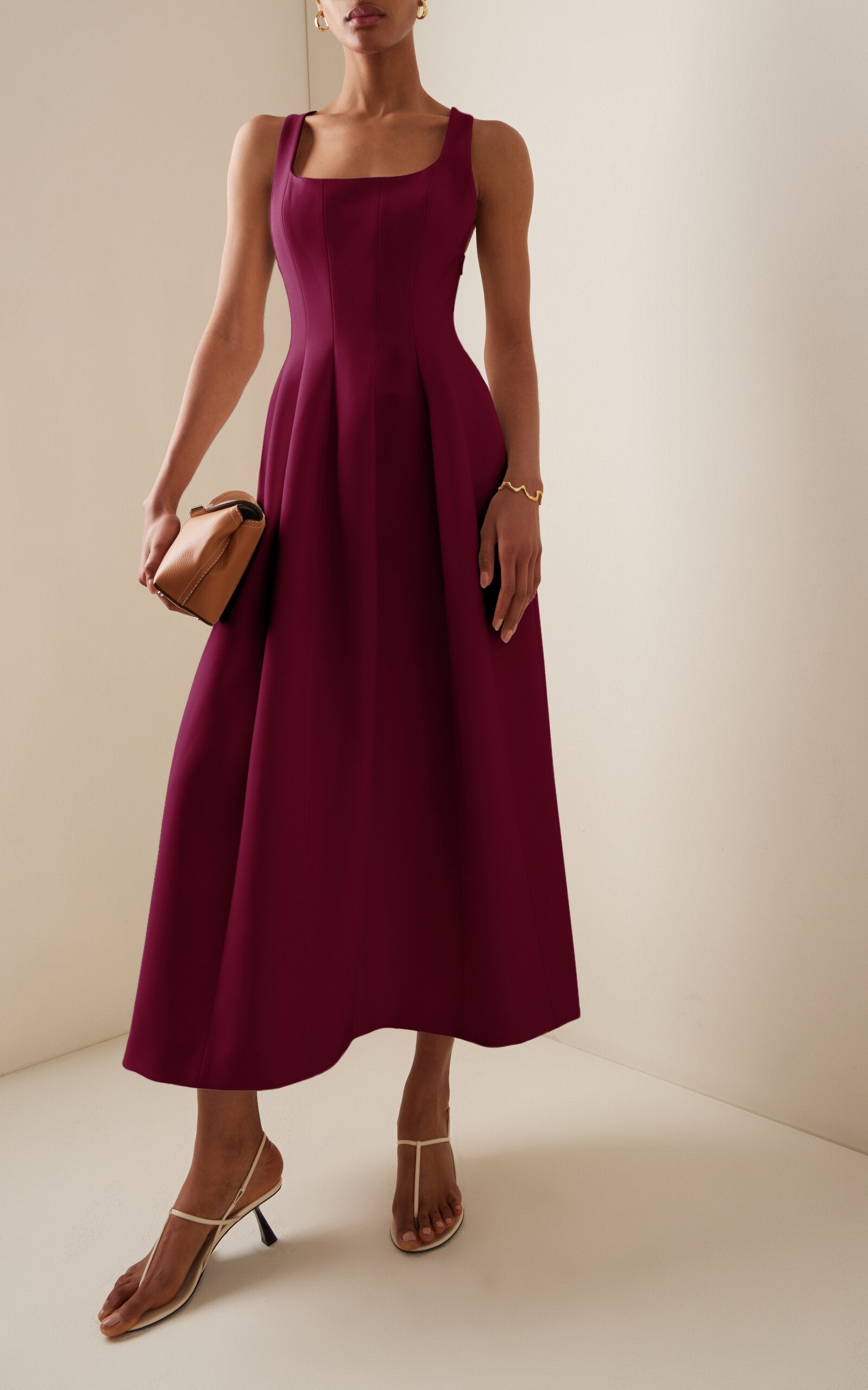 Pleated Crepe Midi Dress  Simple gentle beautiful and grand