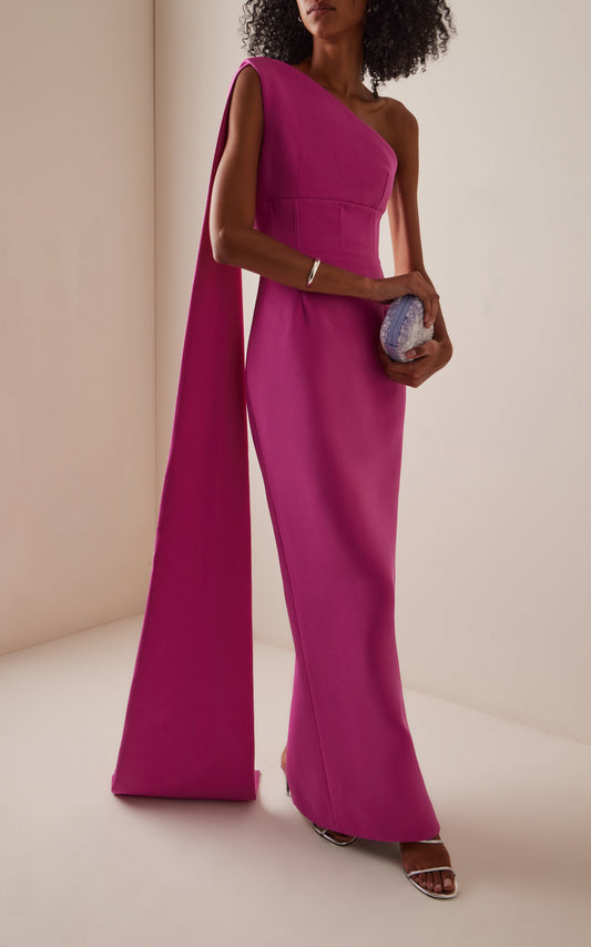 Clara Single Shoulder Capelet Gown Gentle beautiful and grand