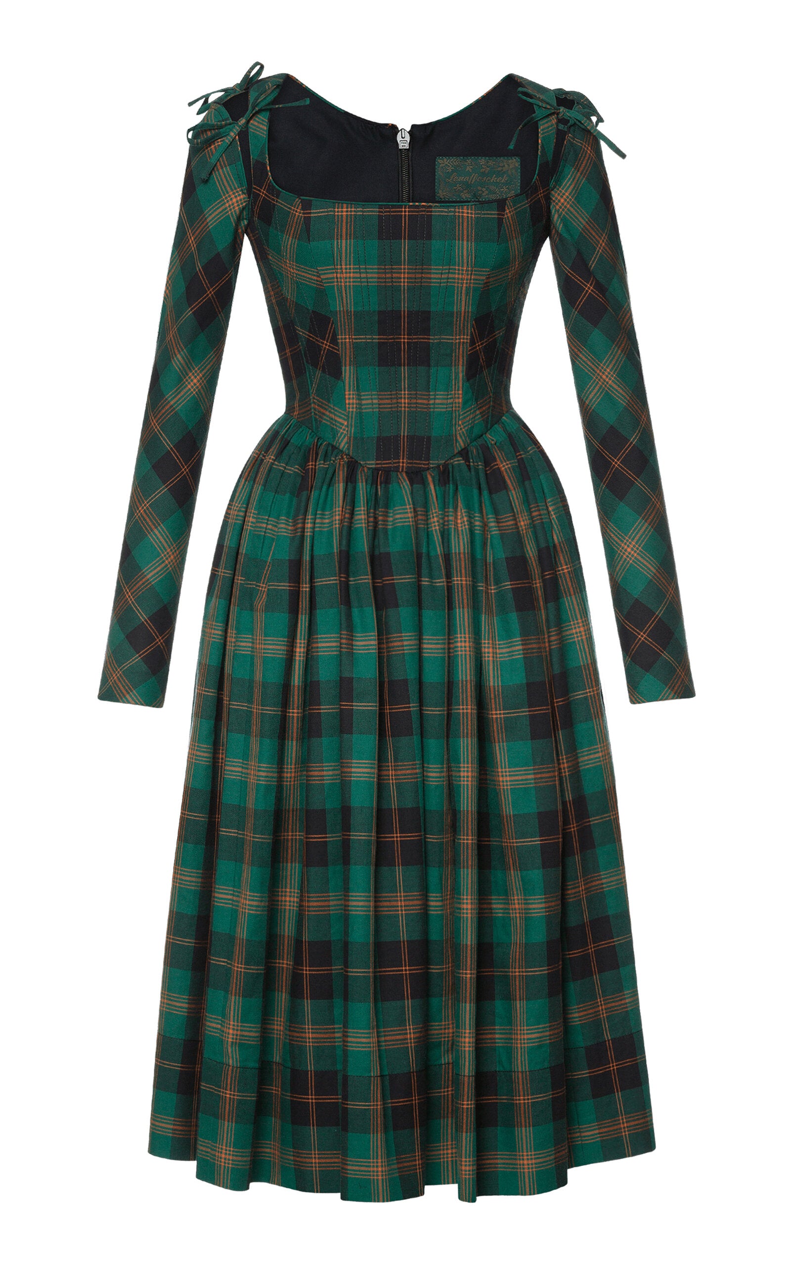 Convertible Plaid Cotton Midi Dress Full of charm simple and atmospheric