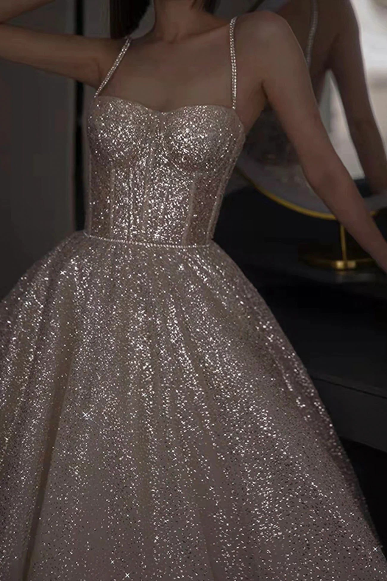 SPARKLING SEQUIN LONG PROM DRESS EVENING DRESS