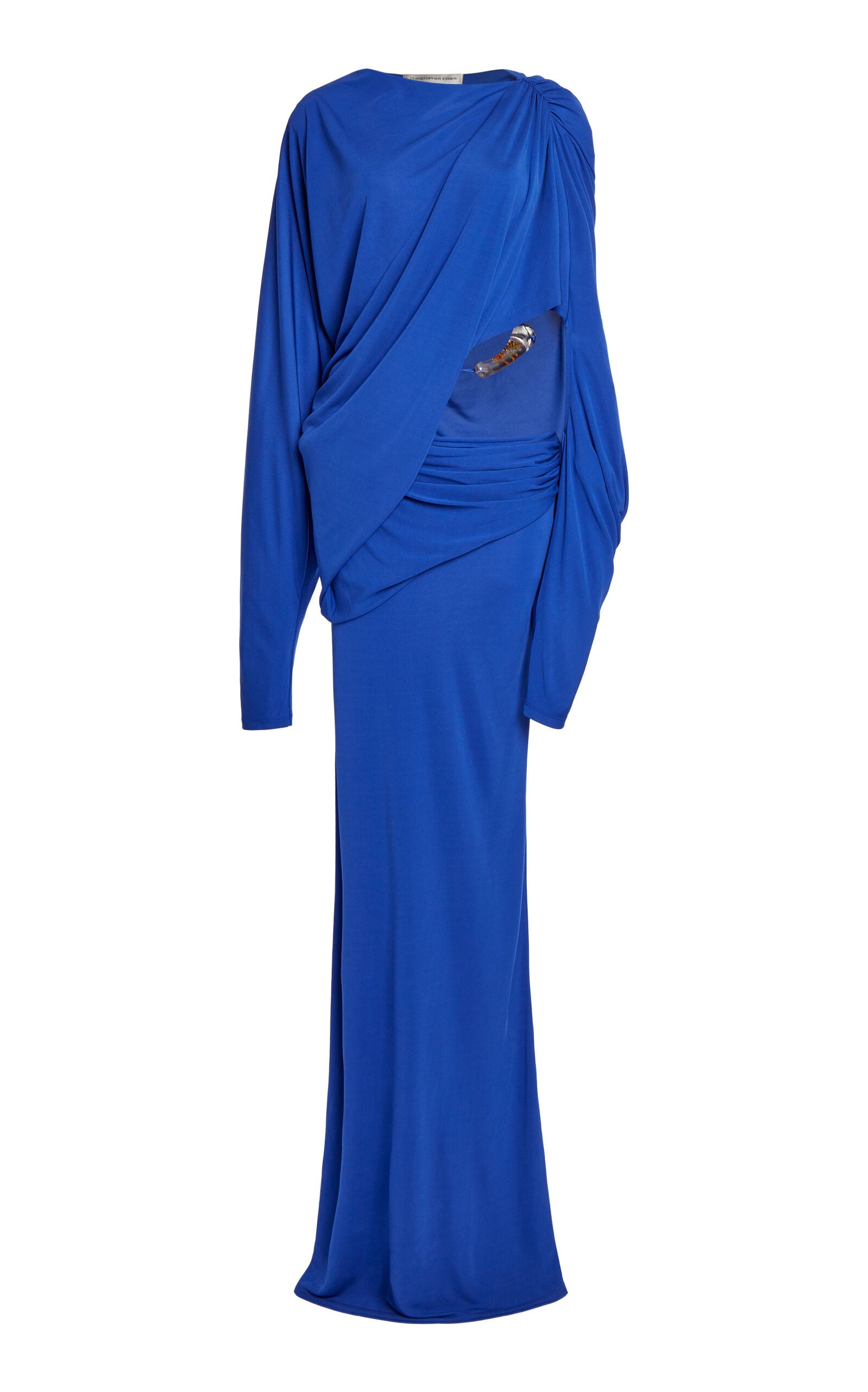 adies' Spring And Summer Vacation Cape-Detailed The  Draped Jersey Maxi Dress