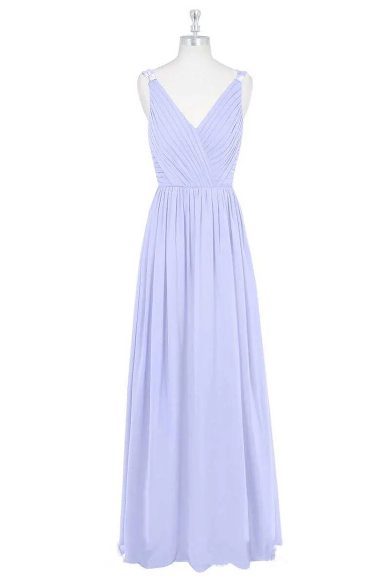 V-Neck Backless A-Line Long Bridesmaid Dress