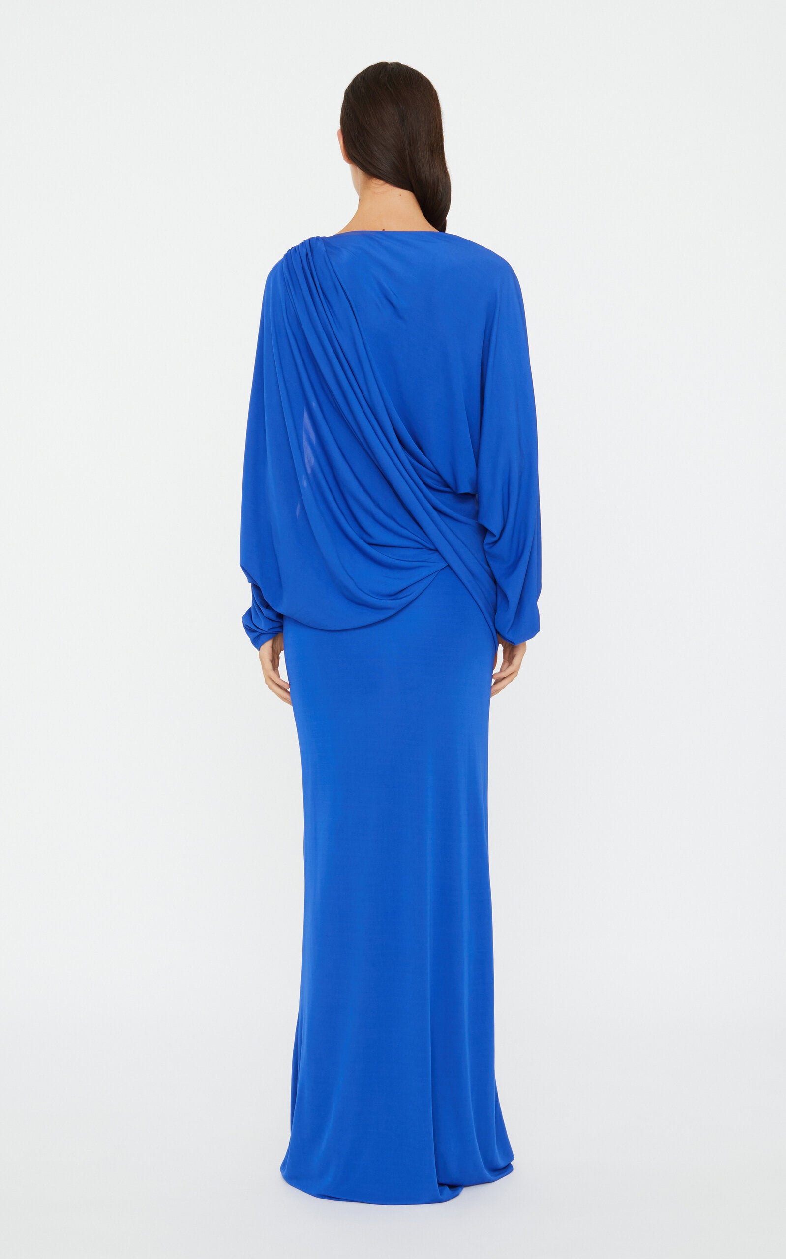 adies' Spring And Summer Vacation Cape-Detailed The  Draped Jersey Maxi Dress