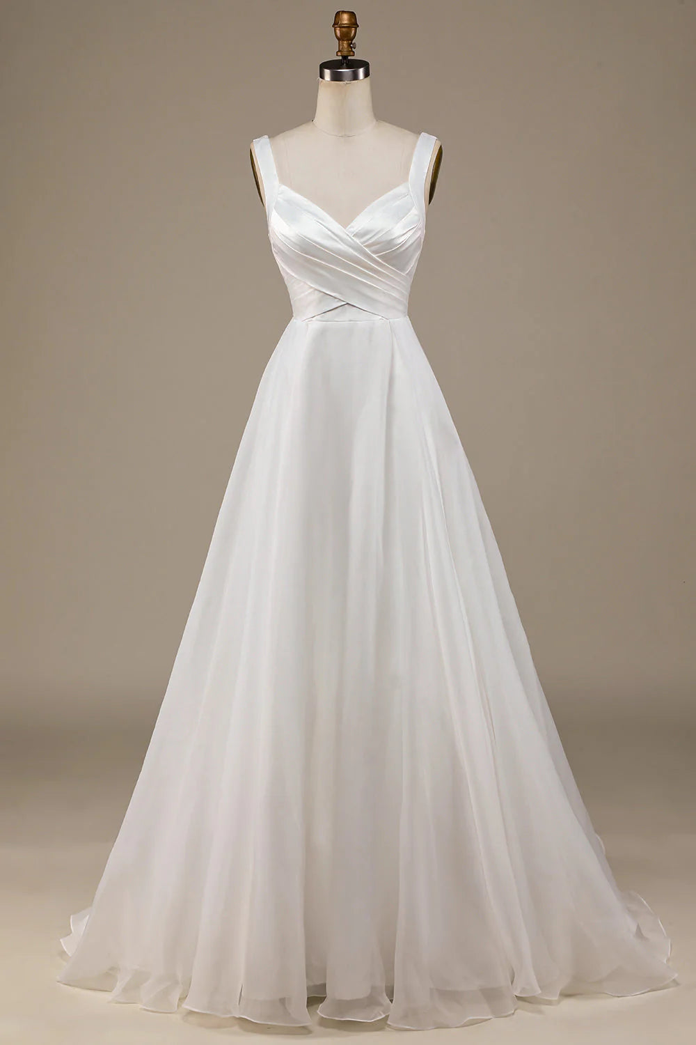 Ball-Gown/Princess Simple Organza Scoop Neck Sweep Train Wedding Dress