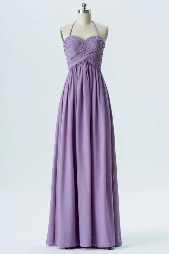 Chiffon Sweetheart Halter Bridesmaid Dress Gentle beautiful and generous