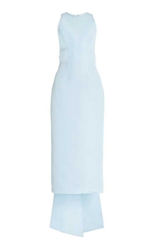 Cut-Out Tie-Detailed Silk Faille Column Gown