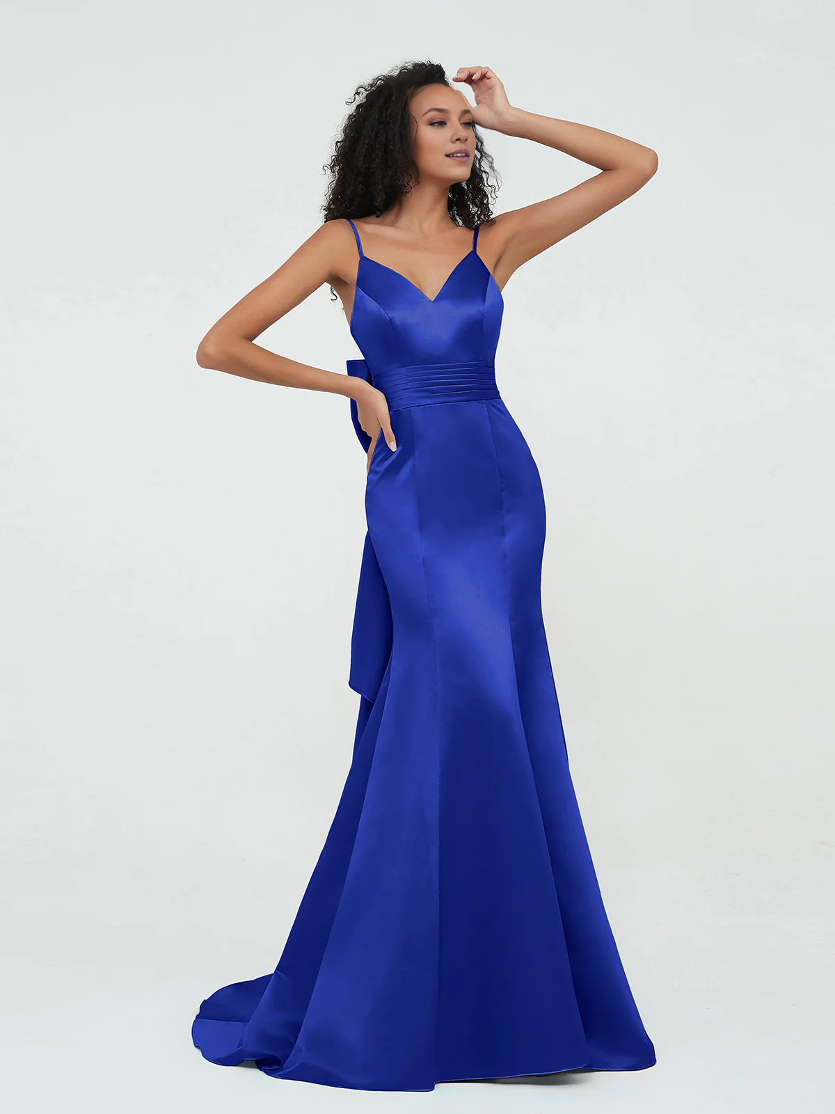 Spaghetti Straps Satin Mermaid Dresses-Royal Blue Simple gentle atmospheric and unique design