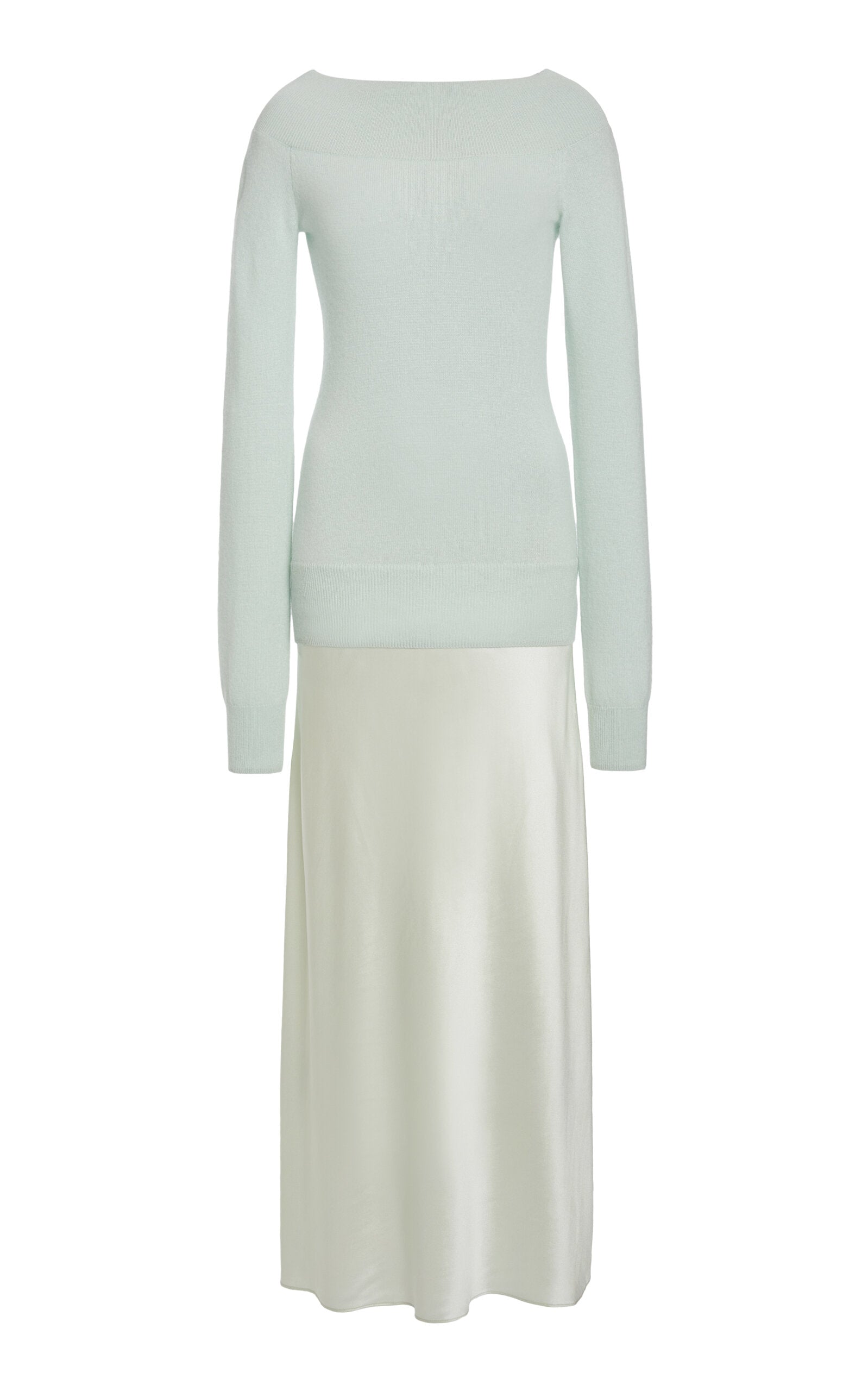 Ladies' Spring And Summer Vacation Cape-Detailed Hybrid Cashmere-Silk Maxi Dress