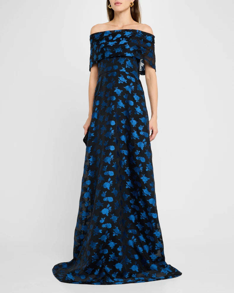 Deedie Guipure Lace Off-Shoulder Gown Beautiful and charming simple and unique design